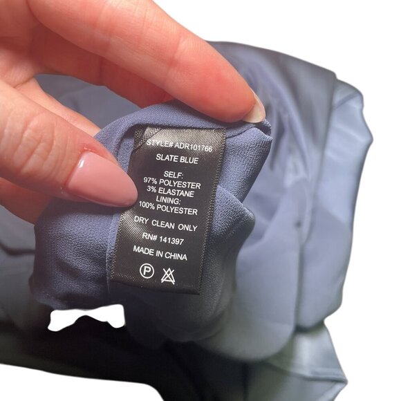 ASTR The Label Blue Satin Midi Dress Size Small Adjustable Straps Slit - Picture 5 of 7